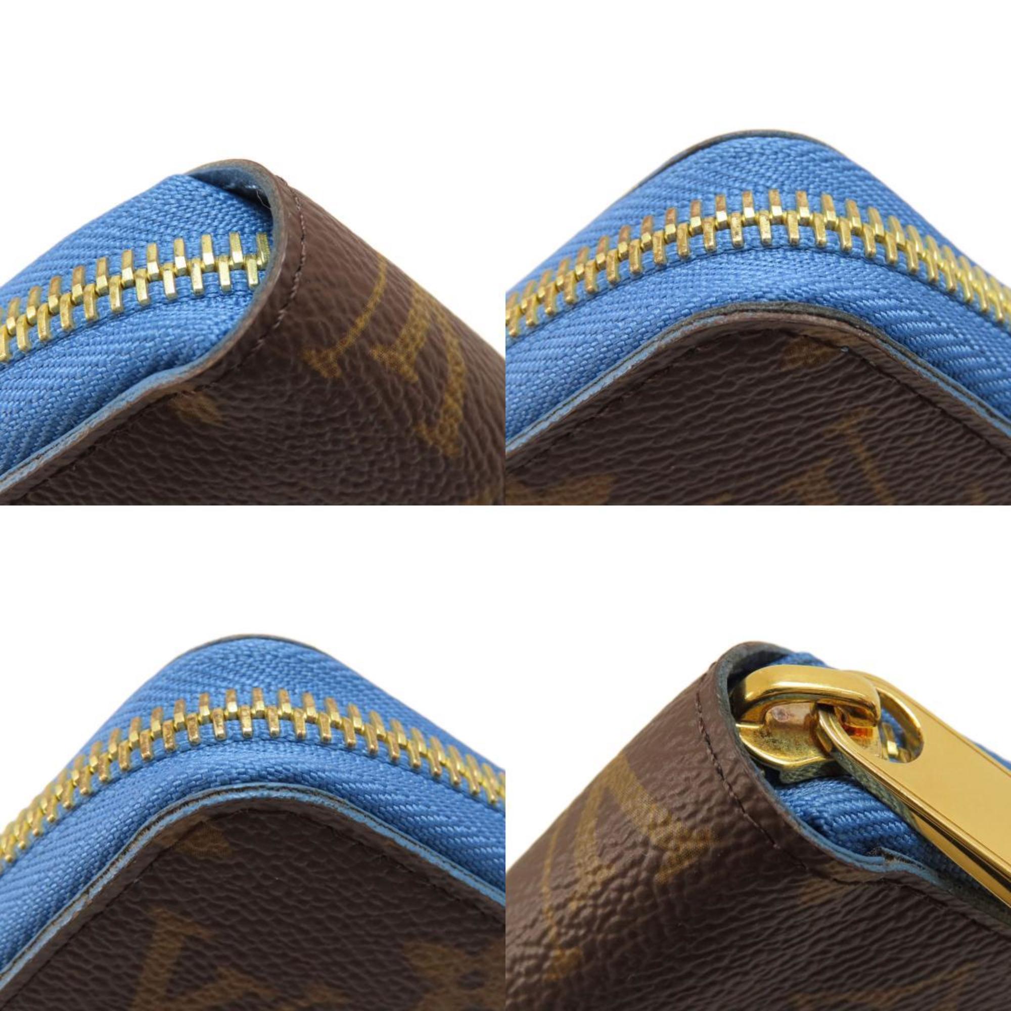 Louis Vuitton M63894 Zippy Wallet Monogram Blue Jean Long Canvas Women's