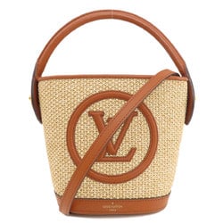 Louis Vuitton M59962 Petite Bucket Handbag Raffia Leather Women's