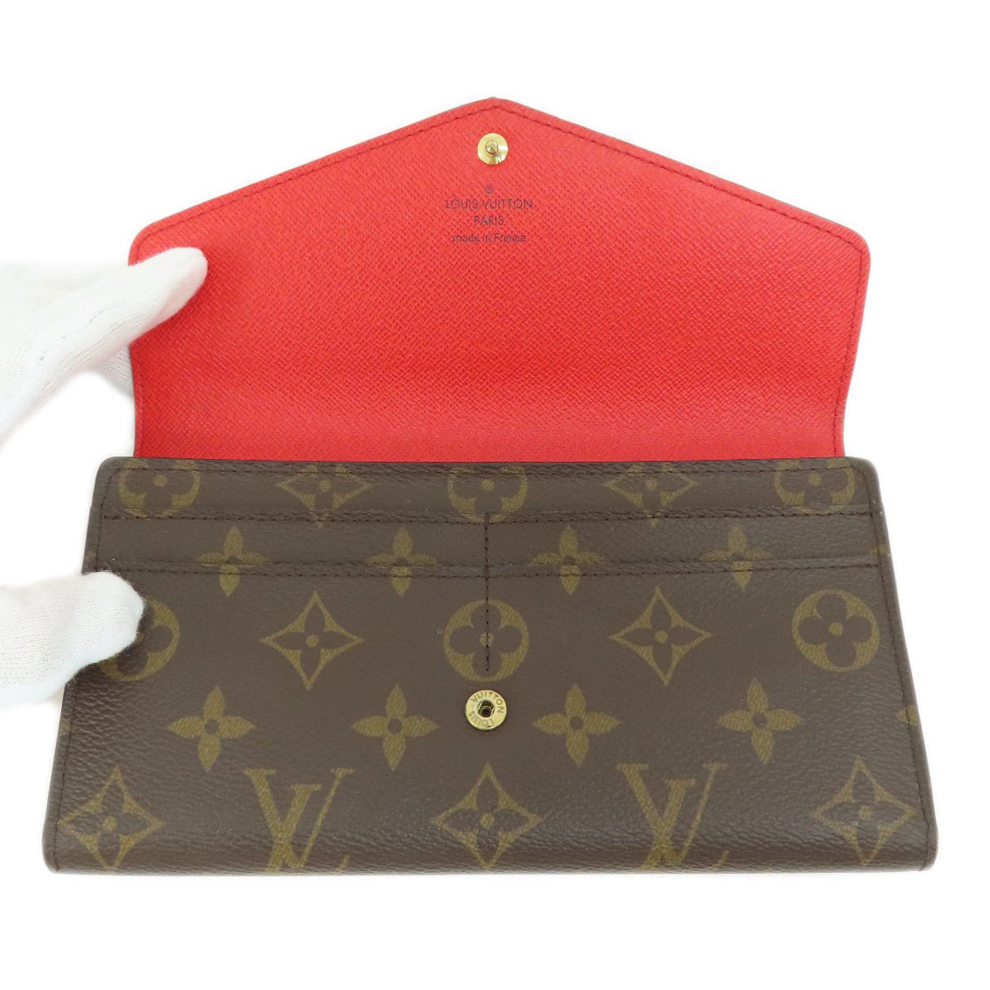 Louis Vuitton M62236 Portefeuille Sarah Monogram Coquelicot Long Wallet Canvas Women's