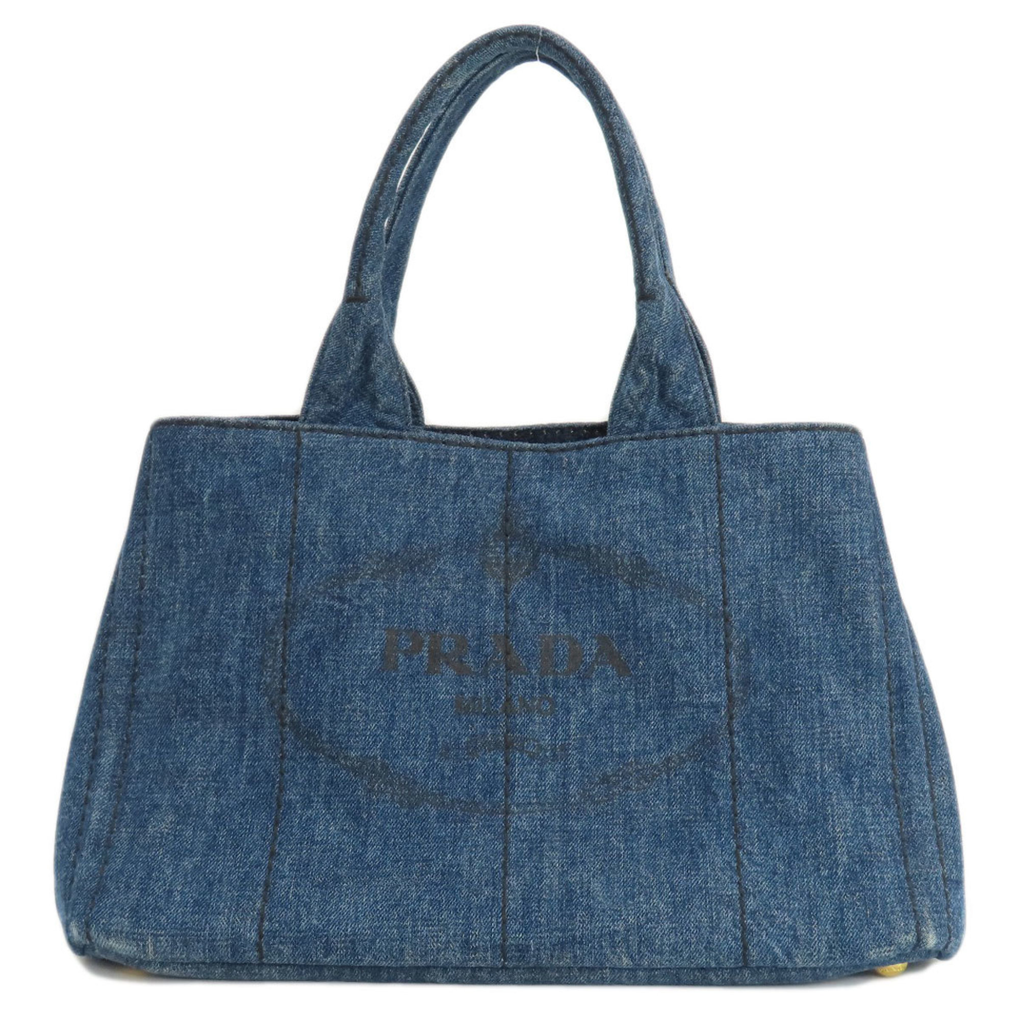 Prada B1877B Canapa Tote Bag Denim Women's