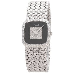 Piaget 9902D2 Onyx Square Face Manufacturer Complete Wristwatch K18 White Gold K18WG Ladies