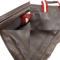 Bally Stripe Tote Bag Leather Women's