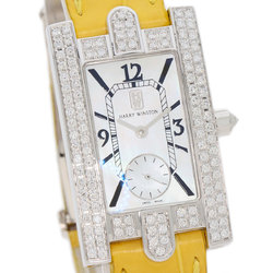 Harry Winston 310LQWL Avenue Diamond Bezel Watch, K18 White Gold, Leather, Diamond, Women's