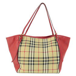 Burberry Nova Check Tote Bag Canvas Leather Women's