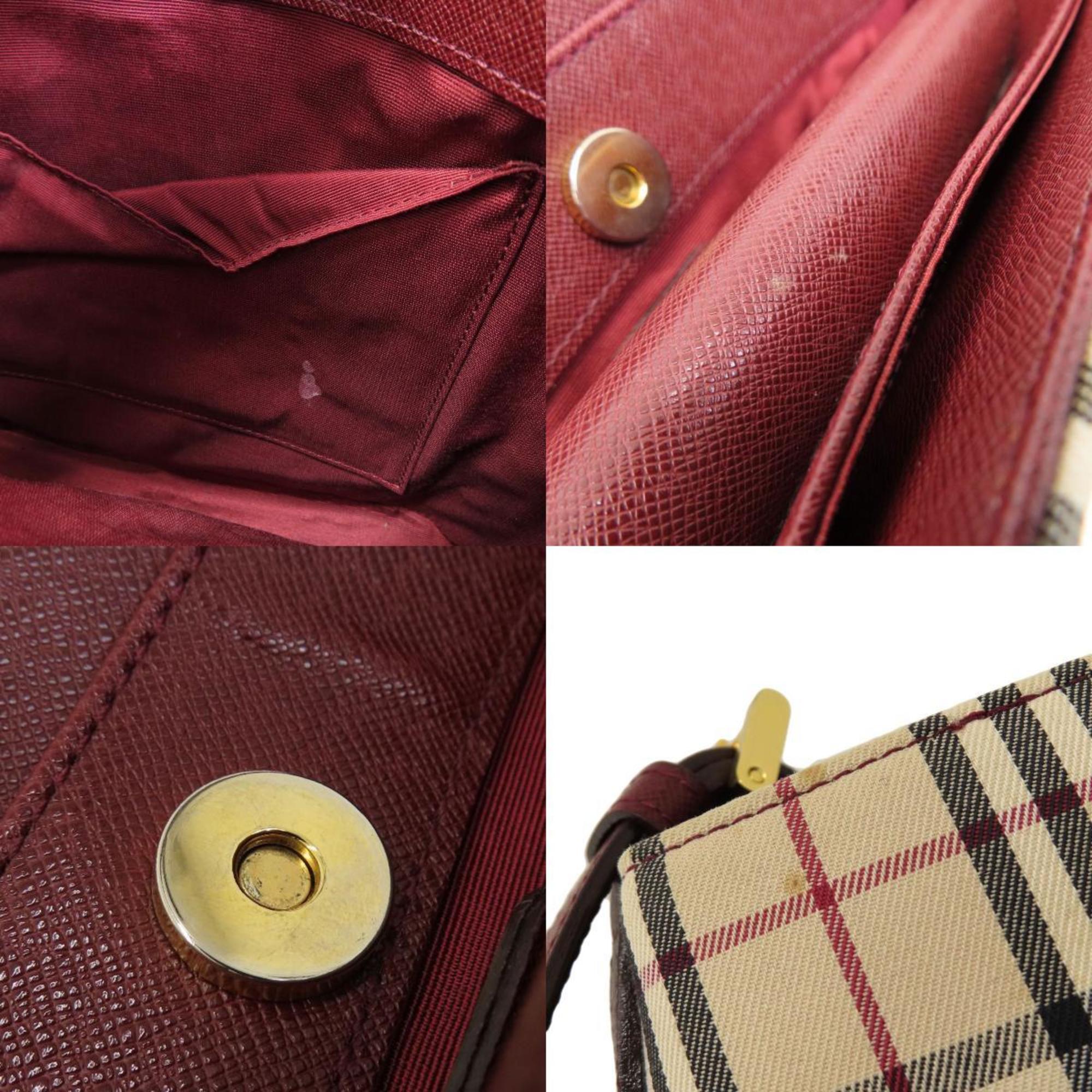 Burberry Nova Check Handbag Canvas Leather Women's