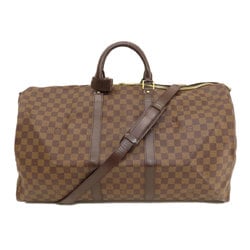Louis Vuitton N41414 Keepall Bandouliere 55 Damier Ebene Boston Bag Canvas Women's