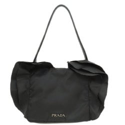 Prada ruffled handbag, nylon material, women's