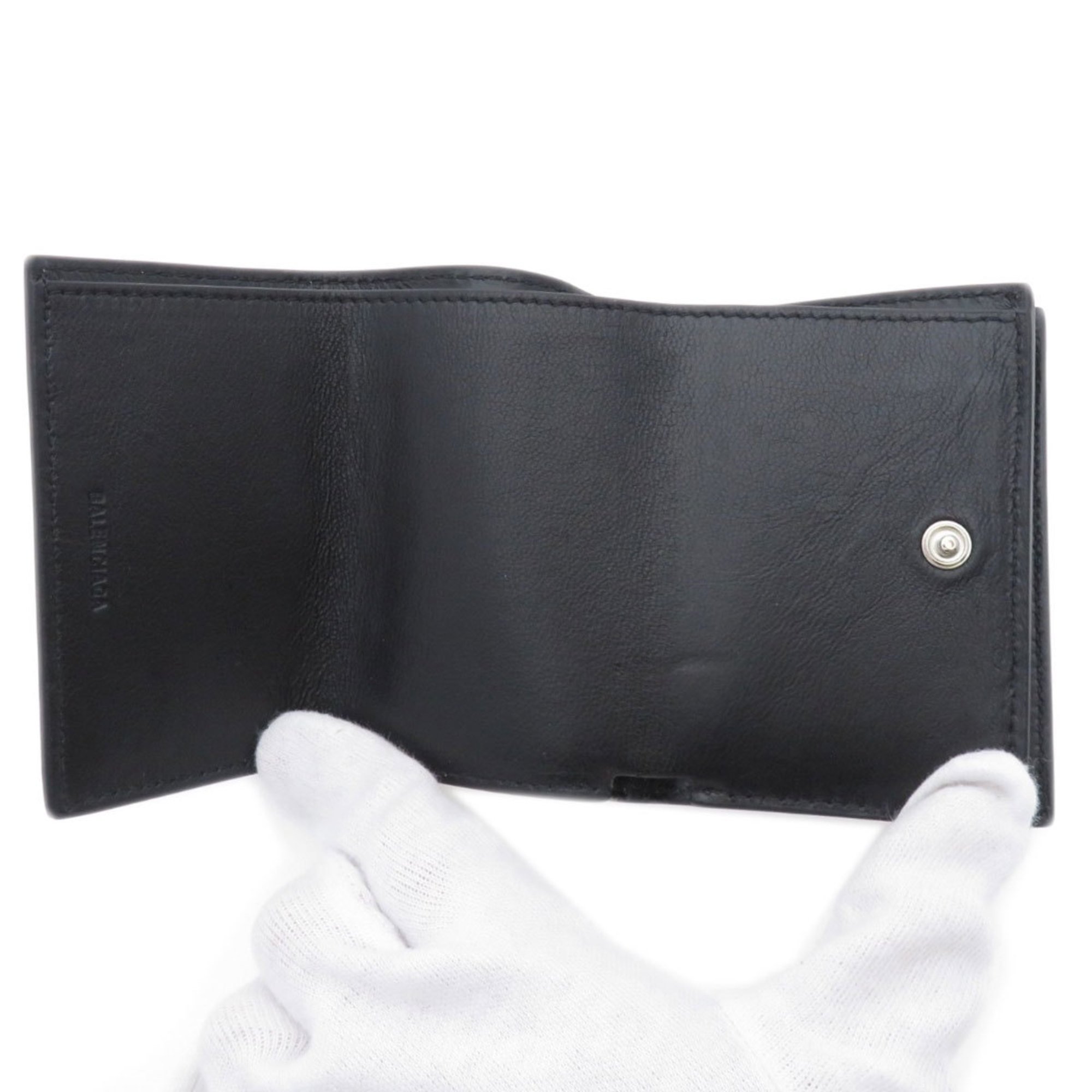 Balenciaga 594312 Motif Wallet Tri-fold Bi-fold Calfskin Women's