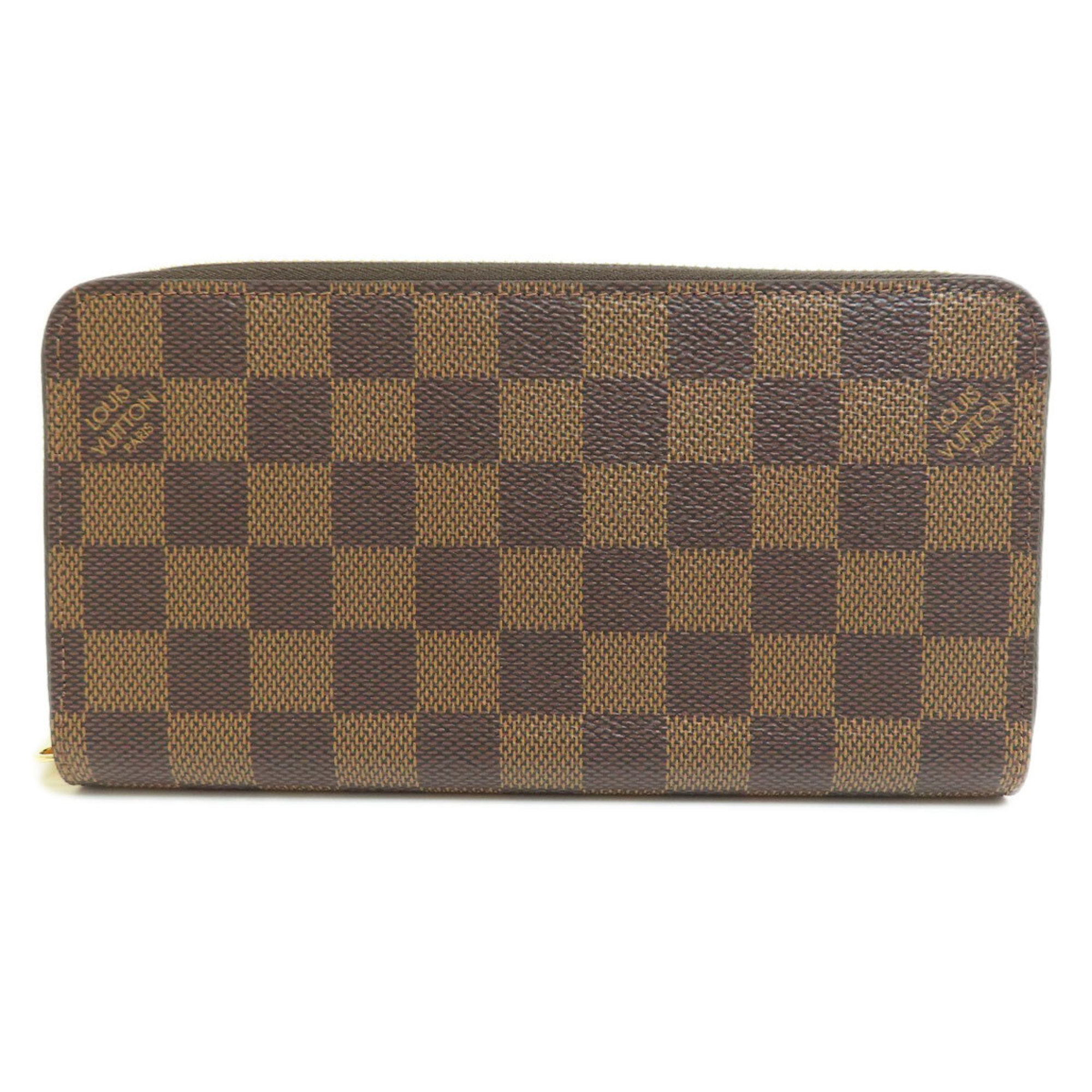 Louis Vuitton N41661 Zippy Wallet Damier Ebene Long Canvas Women's