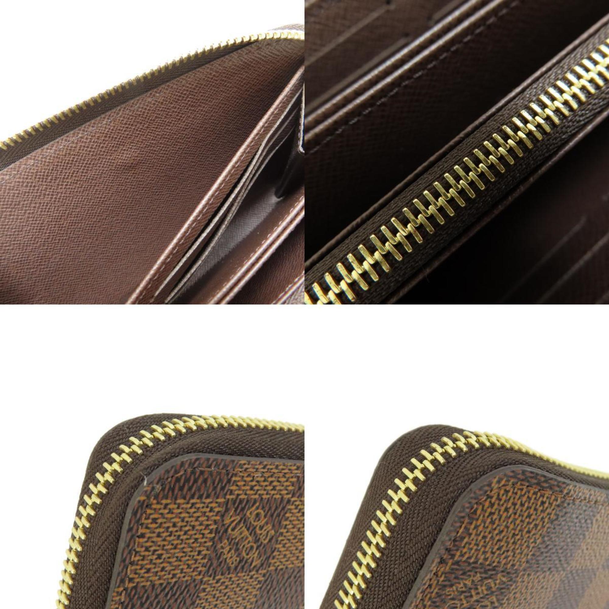 Louis Vuitton N41661 Zippy Wallet Damier Ebene Long Canvas Women's