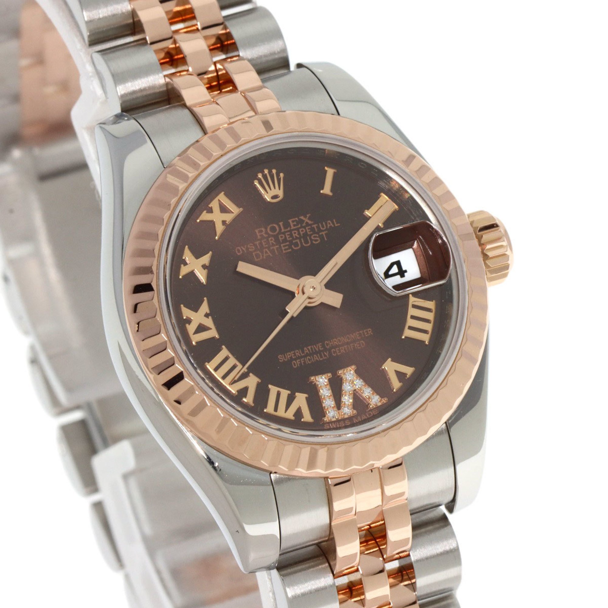 Rolex 179171 Datejust VI Diamond Watch Stainless Steel SSxK18PG Everose Gold Ladies