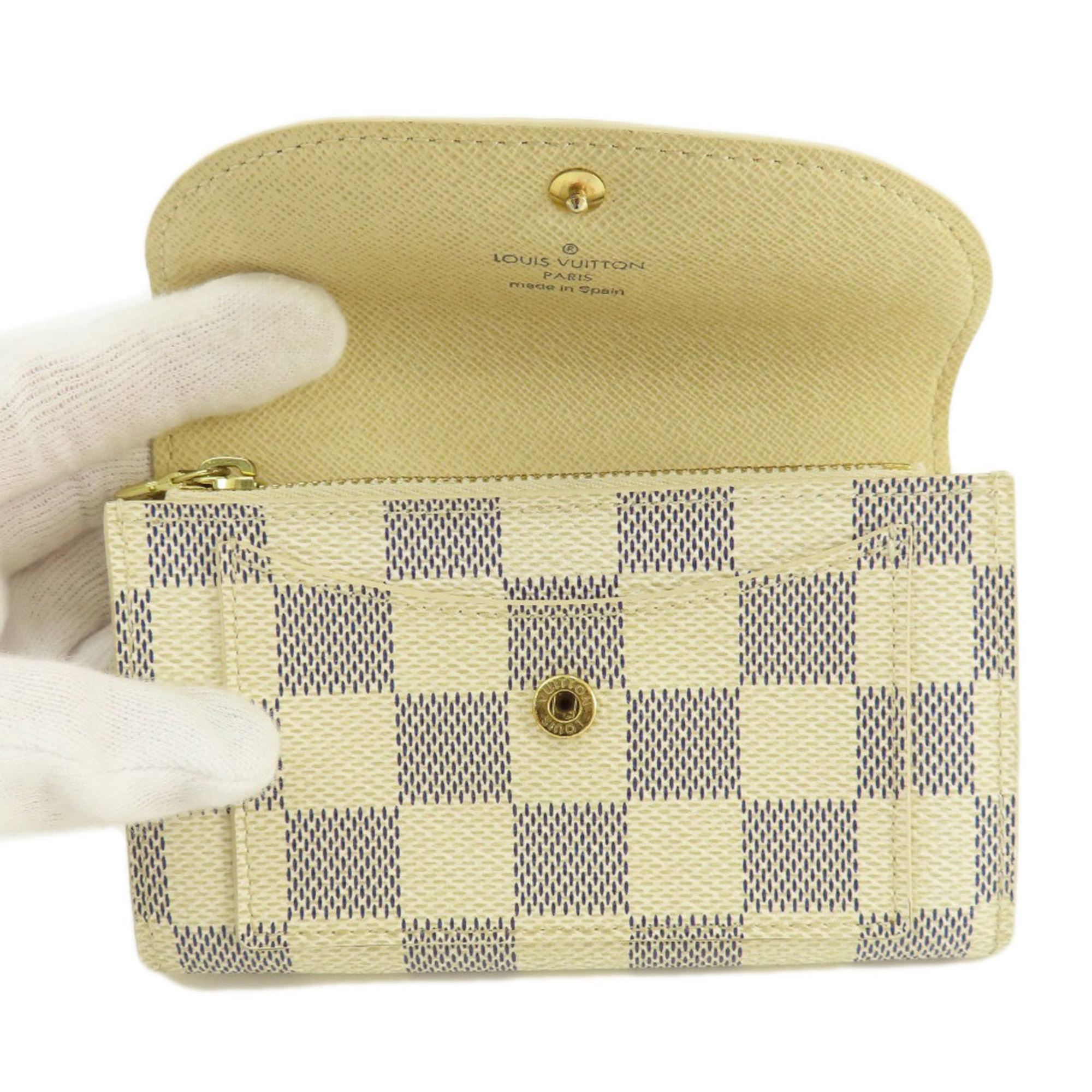 Louis Vuitton M9835 Santur Pochette Solo Damier Azur Wallet/Coin Case Canvas Women's