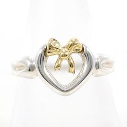 Tiffany Heart with Bow K18YG Silver Ring Total weight approx. 2.4g
