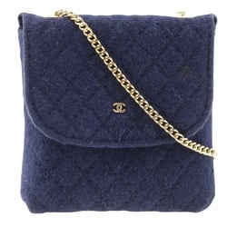 CHANEL Chanel Chain Pouch Women's Cotton Navy