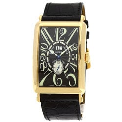 Franck Muller 1200S6GG Long Island Grand Guichet Watch, 18K Yellow Gold, Leather, Men's