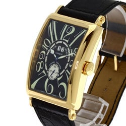 Franck Muller 1200S6GG Long Island Grand Guichet Watch, 18K Yellow Gold, Leather, Men's