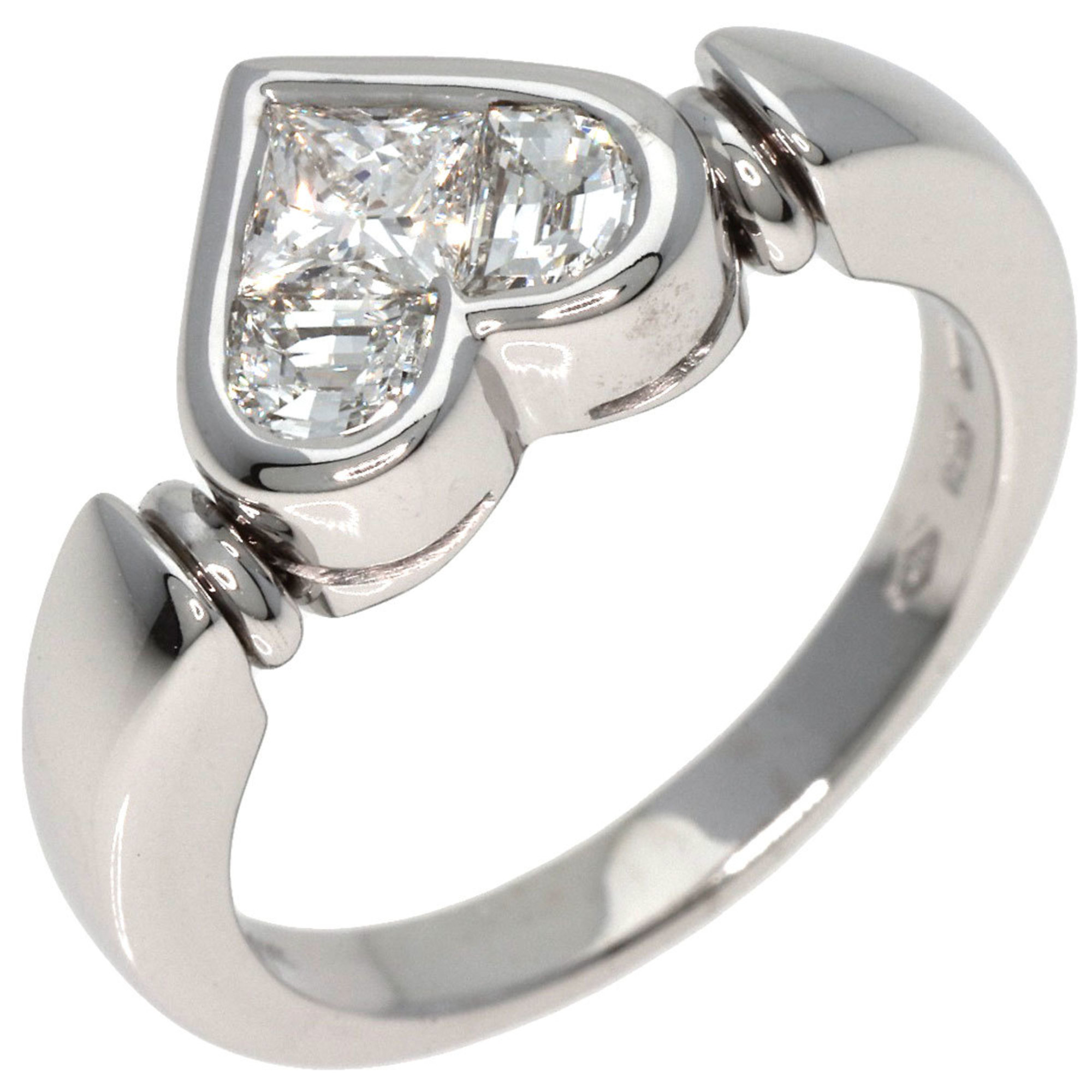 Bvlgari Cuore Heart 3P Diamond Ring, K18 White Gold, Women's