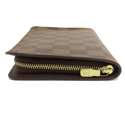 Louis Vuitton N61728 Porto Monnaie Zip Damier Ebene Long Wallet Canvas Women's