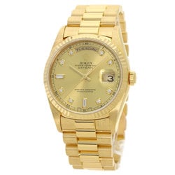 Rolex 18238A Day Date 10P Diamond New Point Watch K18 Yellow Gold K18YG Men's