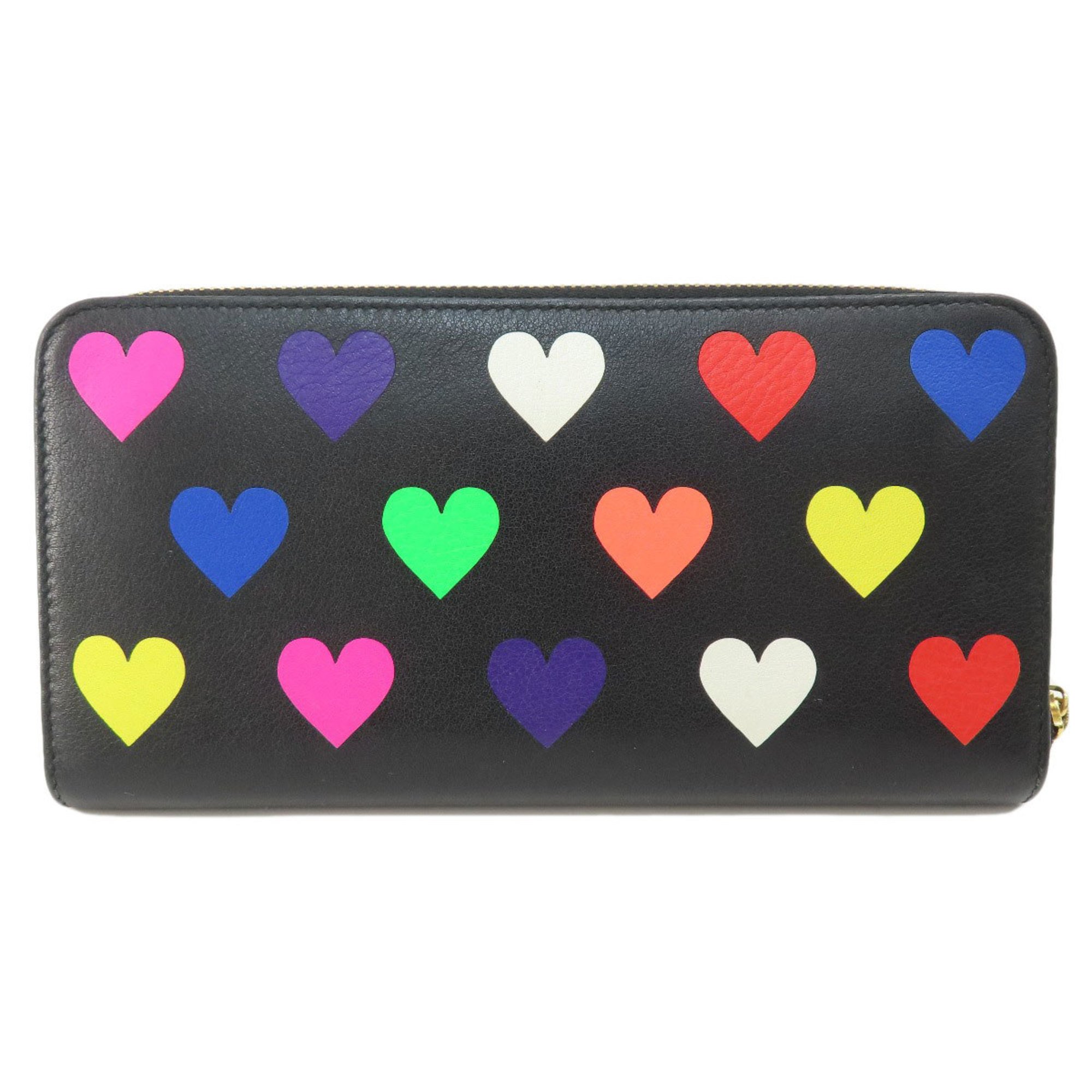 Loewe Heart Motif Round Long Wallet Leather Women's