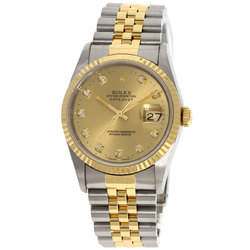 Rolex 16233G Datejust 10P Diamond Watch Stainless Steel SSxK18YG Men's