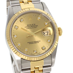 Rolex 16233G Datejust 10P Diamond Watch Stainless Steel SSxK18YG Men's