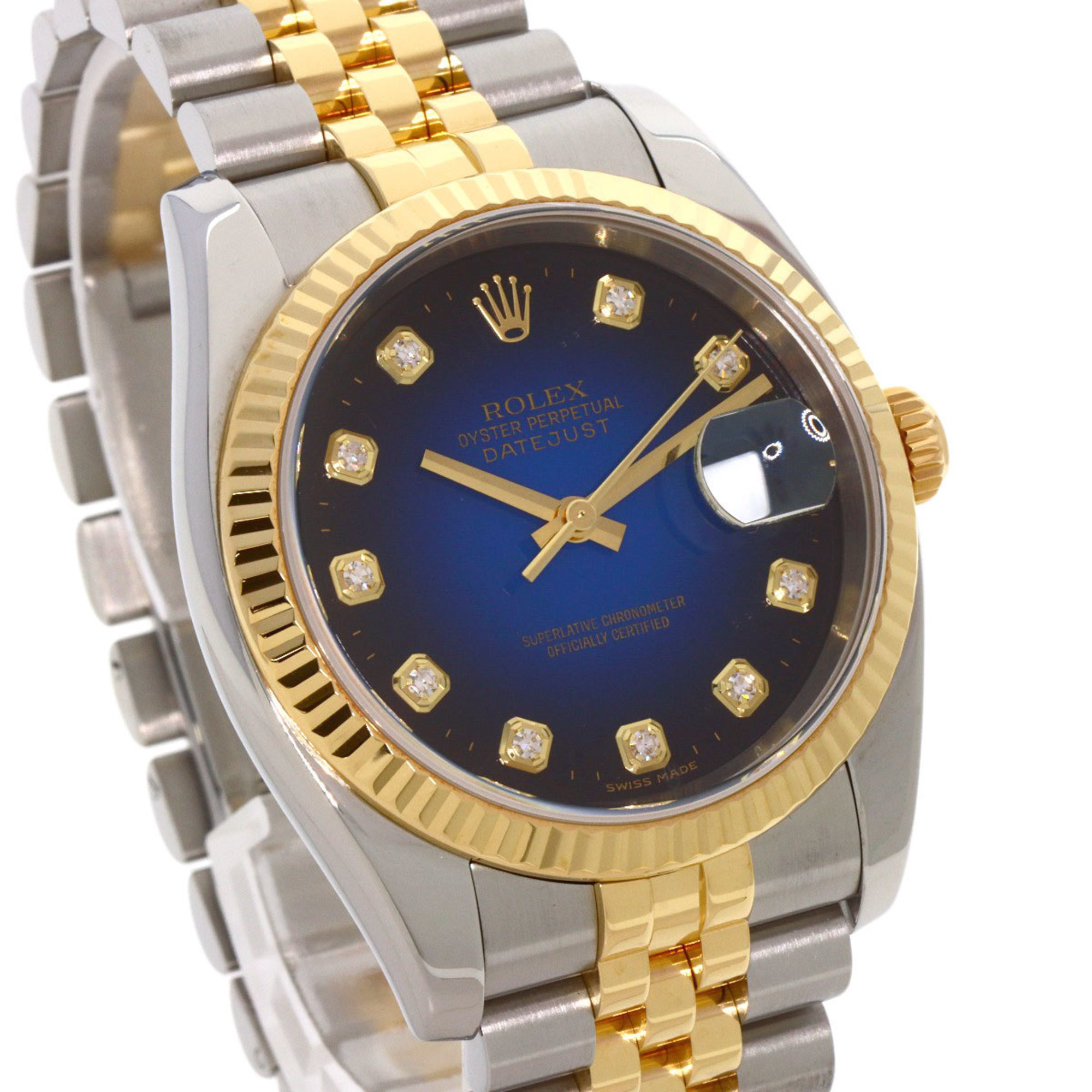 Rolex 116233G Datejust 10P Diamond Blue Gradient Watch Stainless Steel SSxK18YG K18YG Men's