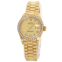 Rolex 69138G Datejust Bezel Diamond Watch K18 Yellow Gold K18YG Ladies