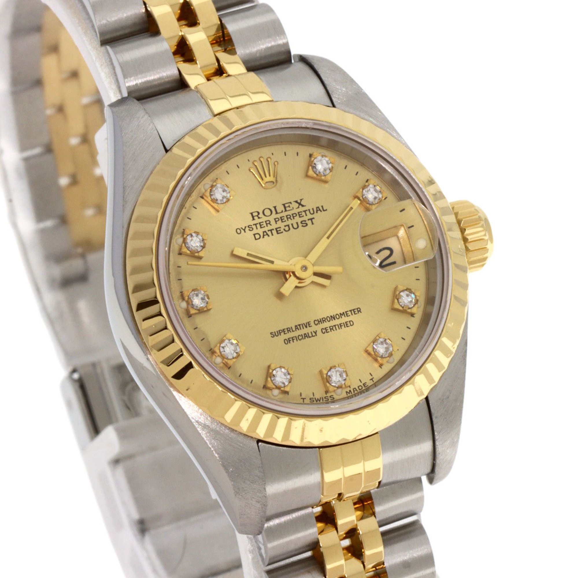 Rolex 69173G Datejust 10P Diamond Watch Stainless Steel SSxK18YG Ladies