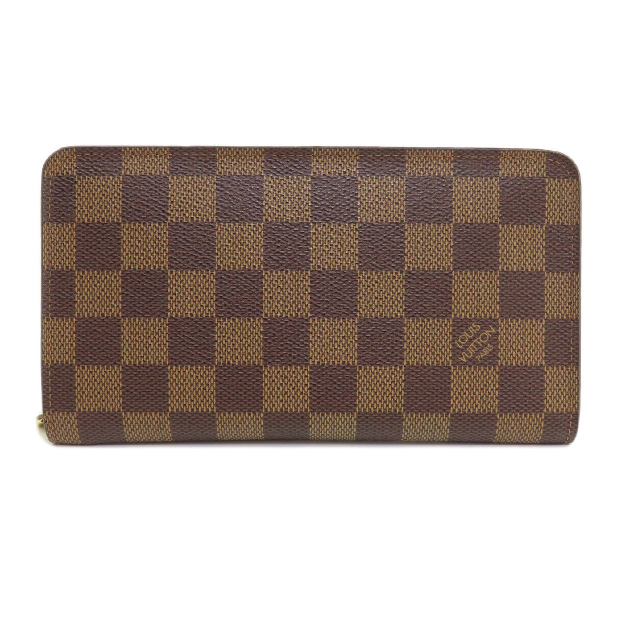 Louis Vuitton N61728 Porto Monnaie Zip Damier Ebene Long Wallet Canvas Women's