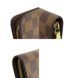 Louis Vuitton N61728 Porto Monnaie Zip Damier Ebene Long Wallet Canvas Women's