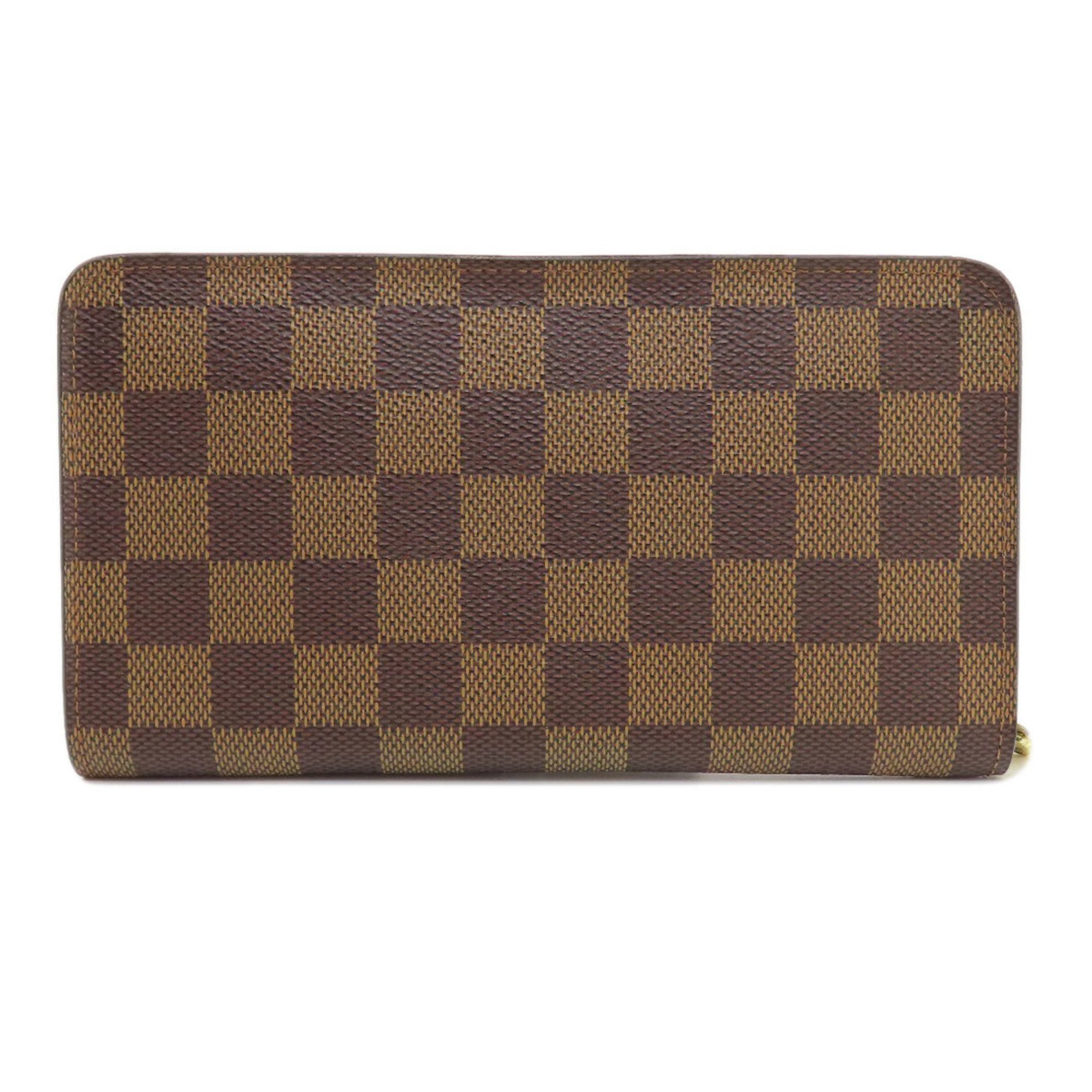 Louis Vuitton N61728 Porto Monnaie Zip Damier Ebene Long Wallet Canvas Women's