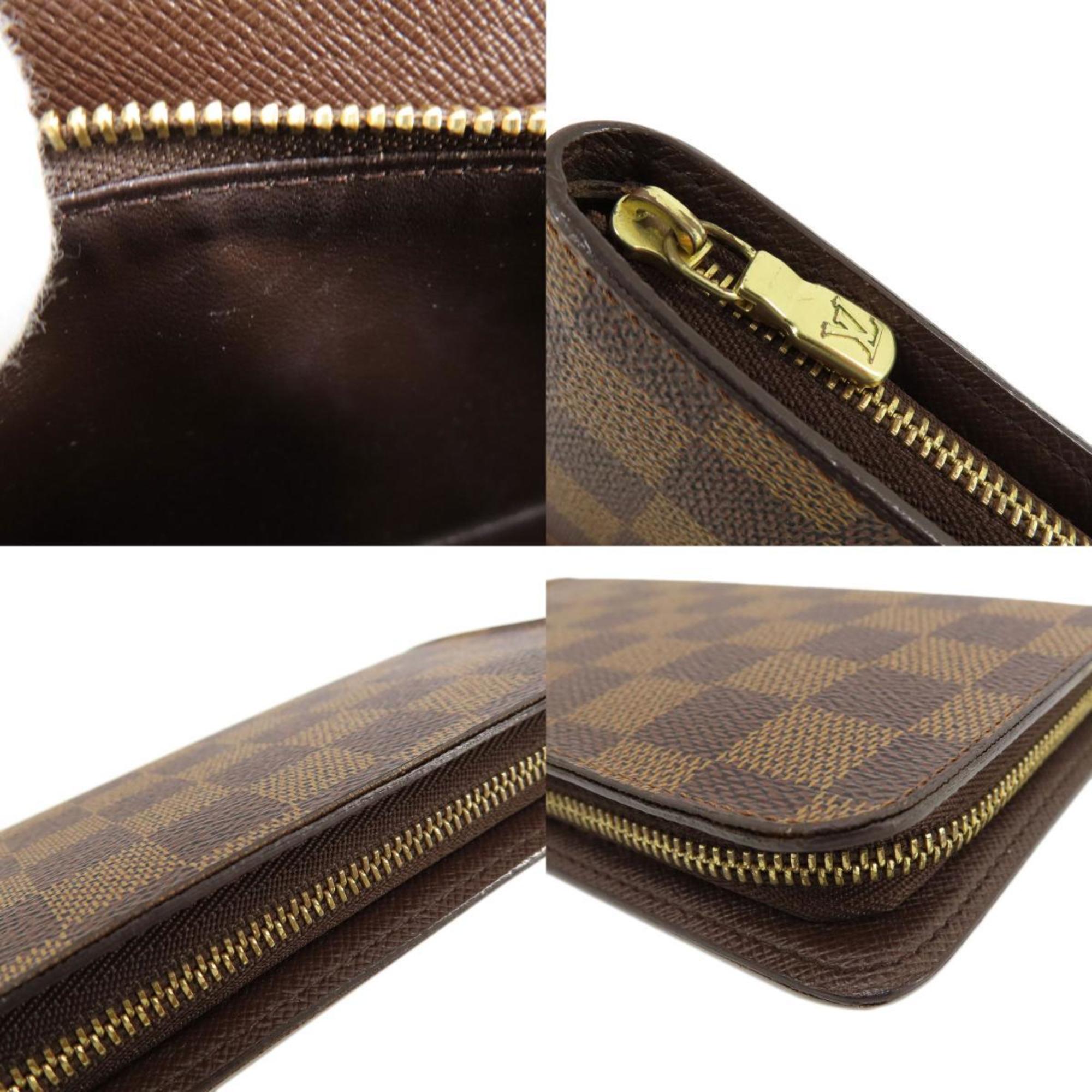 Louis Vuitton N61728 Porto Monnaie Zip Damier Ebene Long Wallet Canvas Women's