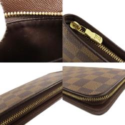 Louis Vuitton N61728 Porto Monnaie Zip Damier Ebene Long Wallet Canvas Women's