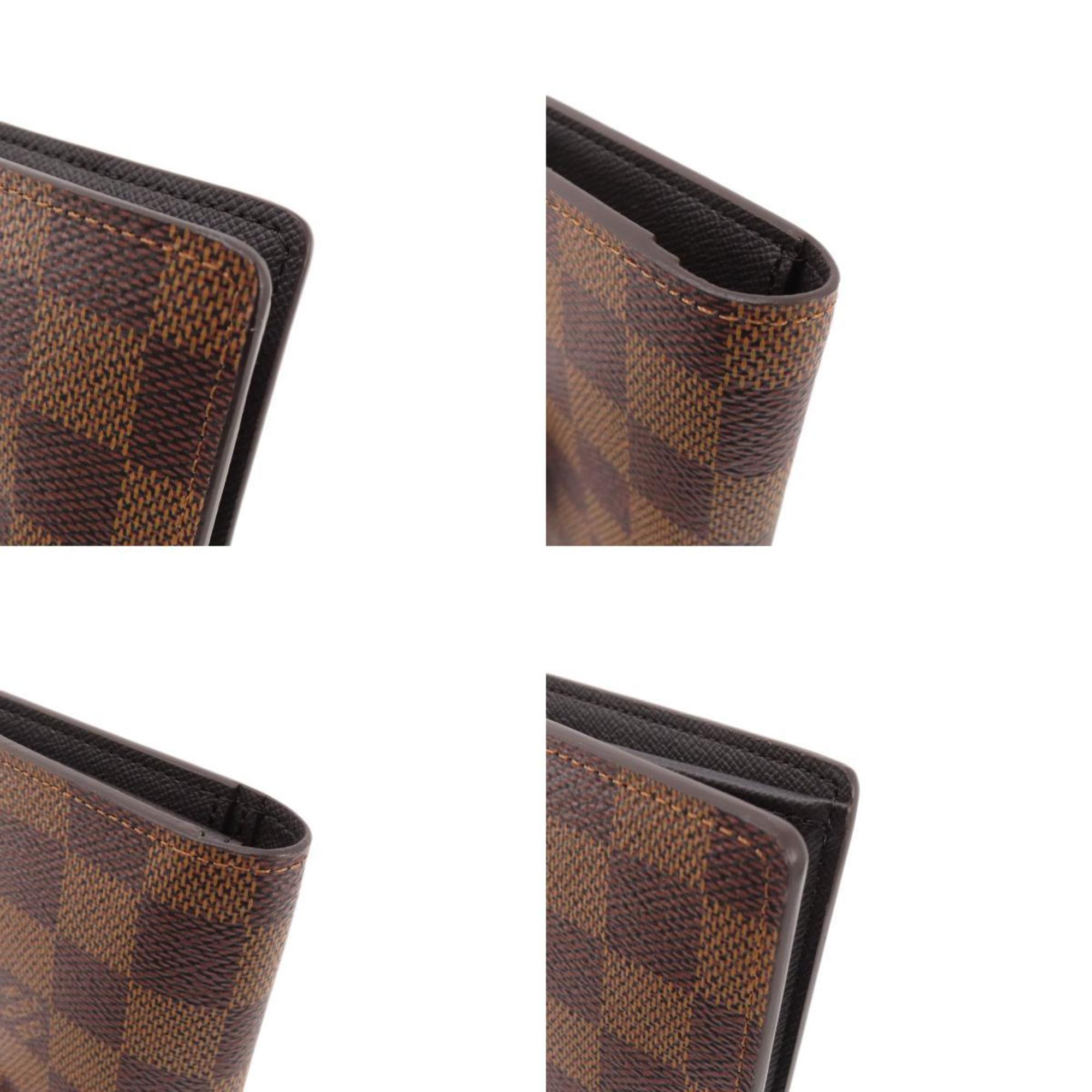 Louis Vuitton N60017 Portefeuille Brazza Damier Ebene Long Wallet Canvas Women's