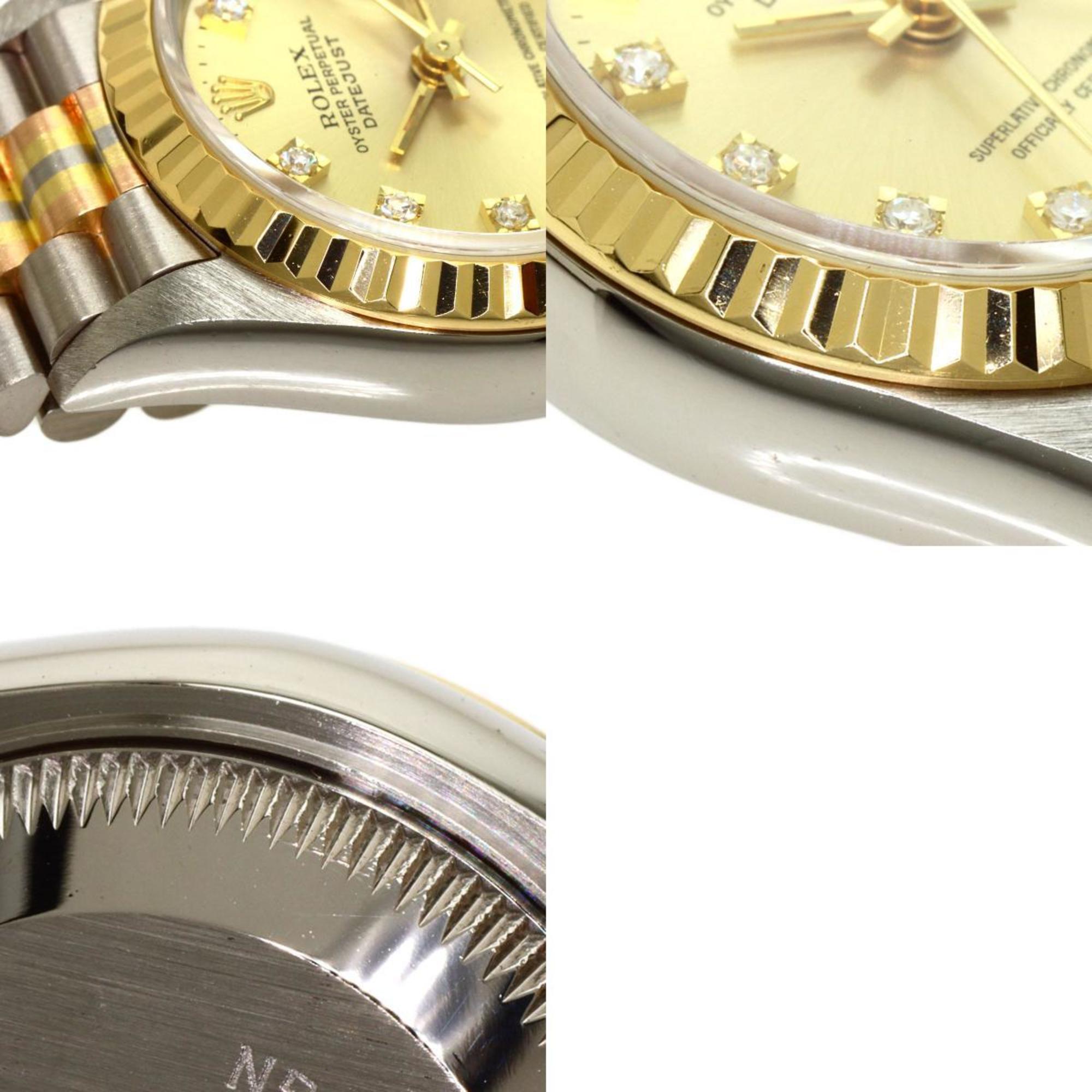 Rolex 69179G BIC Datejust 10P Diamond Tridor Watch K18 White Gold K18WGxK18YGxK18PG Ladies