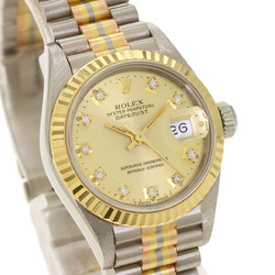 Rolex 69179G BIC Datejust 10P Diamond Tridor Watch K18 White Gold K18WGxK18YGxK18PG Ladies