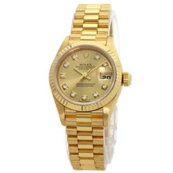 Rolex 69178G Datejust 10P Diamond Watch K18 Yellow Gold K18YG Ladies