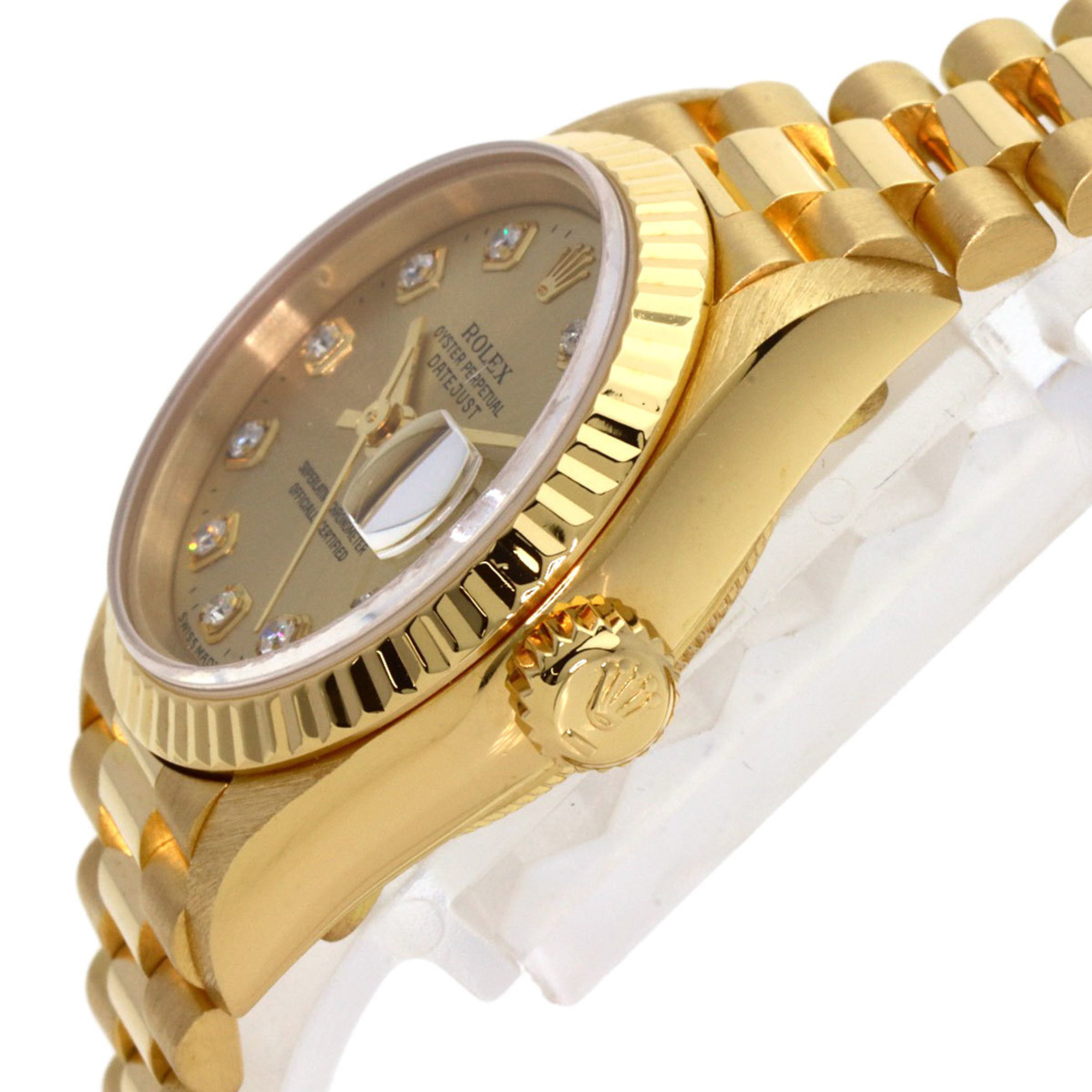 Rolex 69178G Datejust 10P Diamond Watch K18 Yellow Gold K18YG Ladies