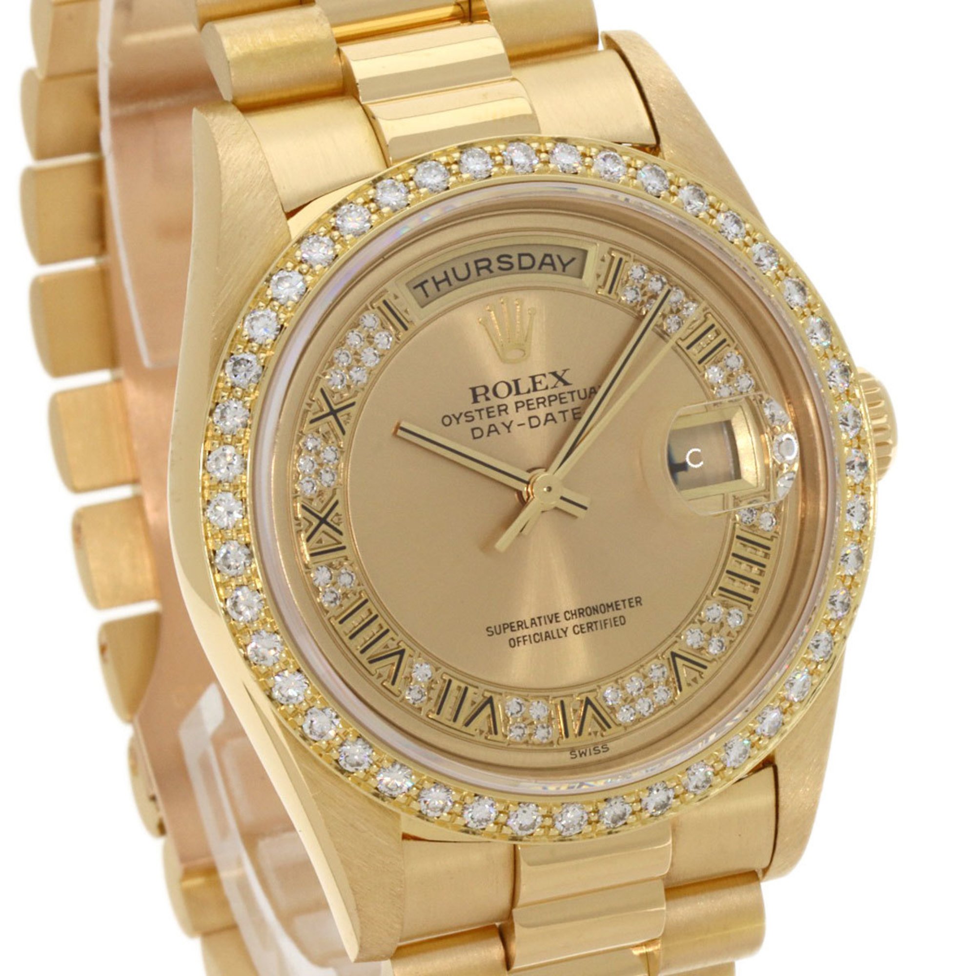 Rolex 18348 Day-Date Milliard Diamond Watch K18 Yellow Gold K18YG Men's