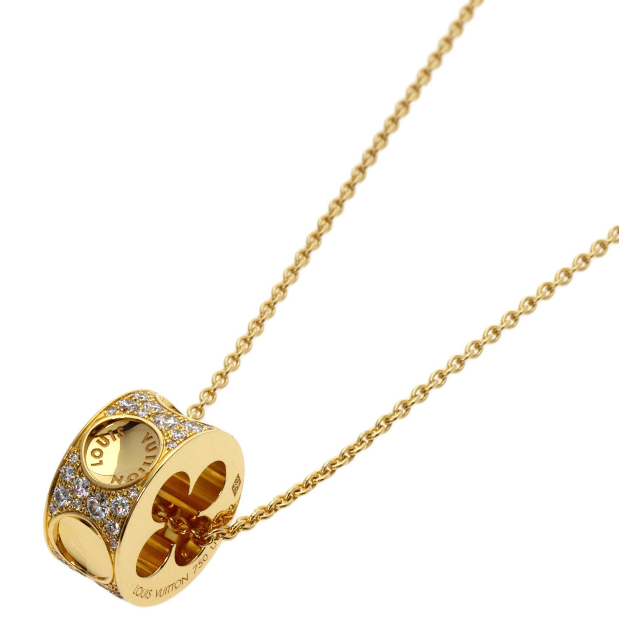 Louis Vuitton Pendant Empreinte Diamond Necklace K18 Yellow Gold Women's