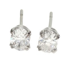 Harry Winston Diamond Oval Earrings Platinum PT950 K18WG Ladies