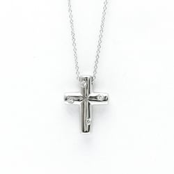 Tiffany Dots Cross Diamond Platinum Diamond Men,Women Fashion Pendant Necklace (Silver)