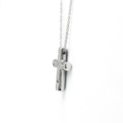 Tiffany Dots Cross Diamond Platinum Diamond Men,Women Fashion Pendant Necklace (Silver)