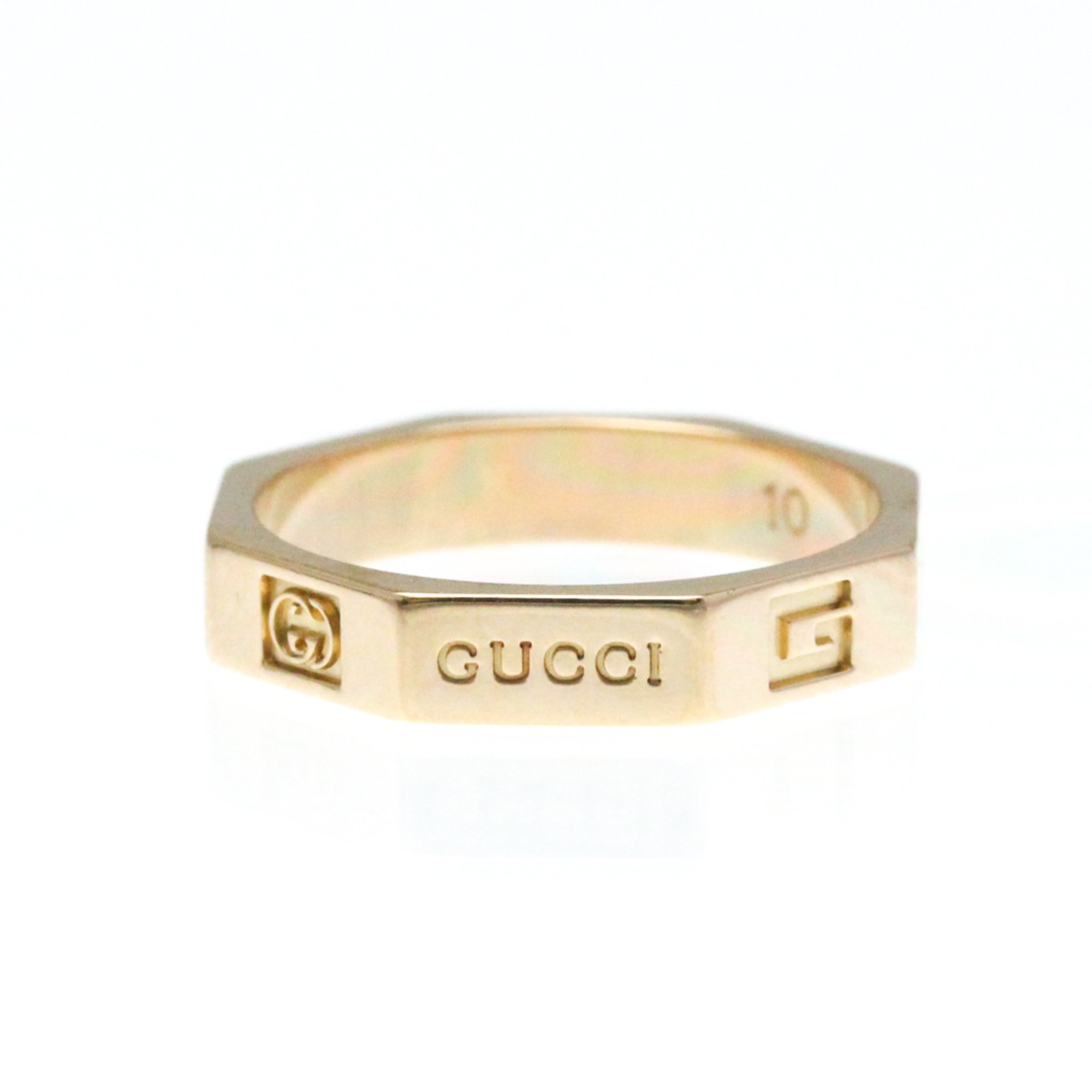 Gucci Octagonal Ring Pink Gold (18K) Fashion No Stone Band Ring Pink Gold