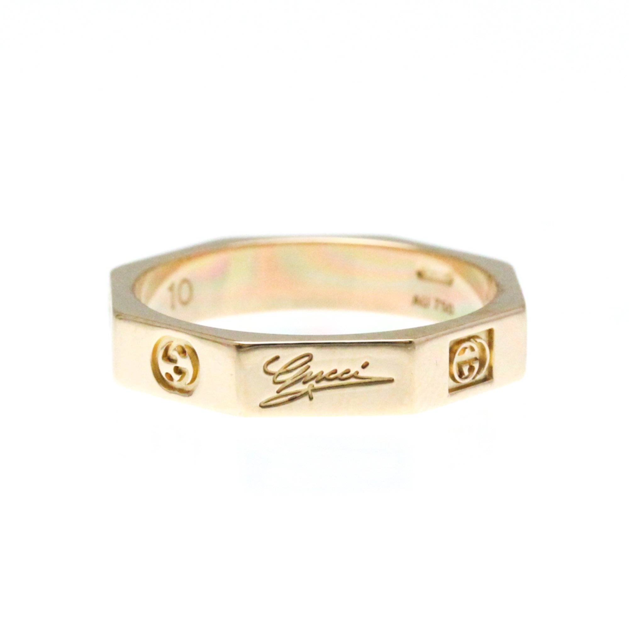 Gucci Octagonal Ring Pink Gold (18K) Fashion No Stone Band Ring Pink Gold