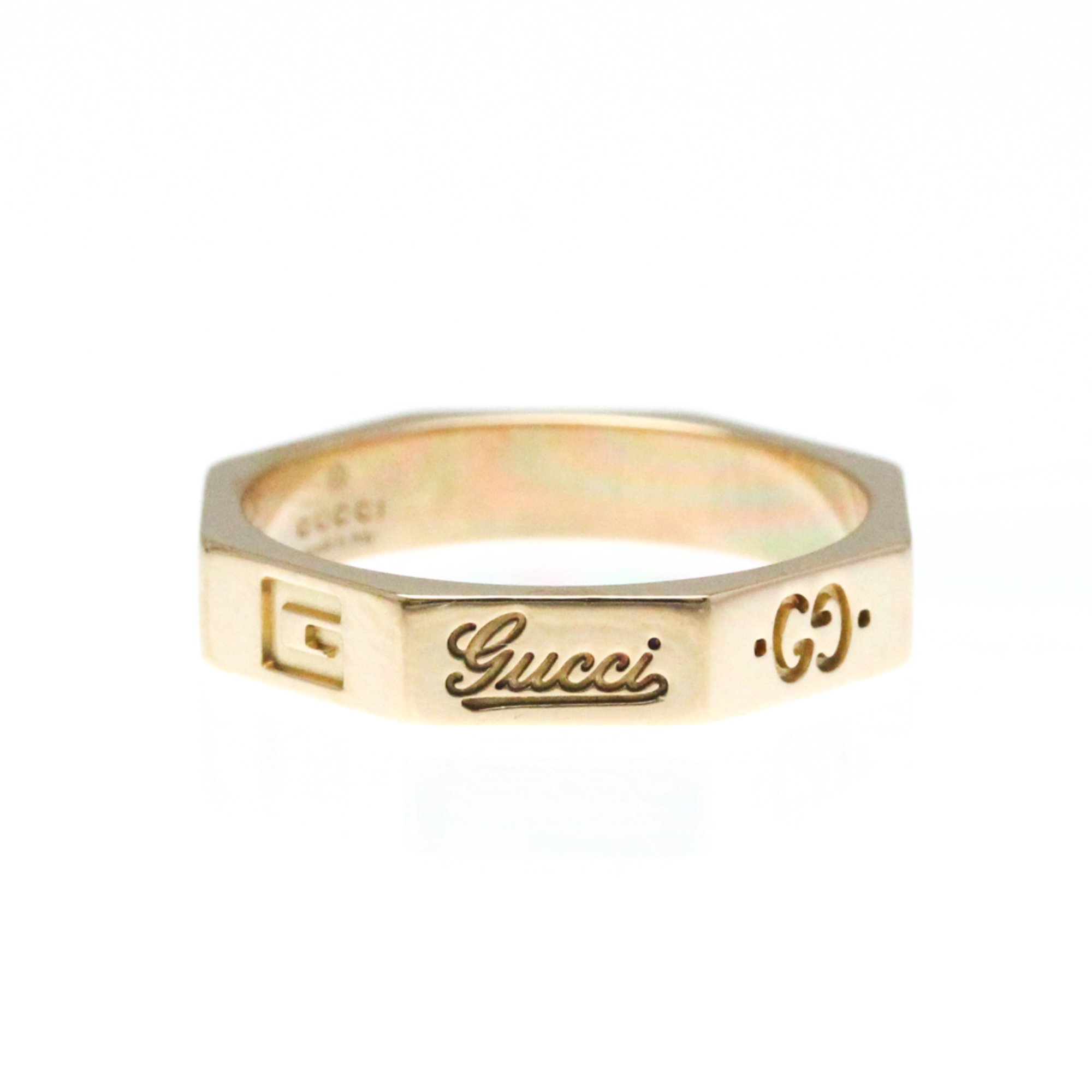 Gucci Octagonal Ring Pink Gold (18K) Fashion No Stone Band Ring Pink Gold