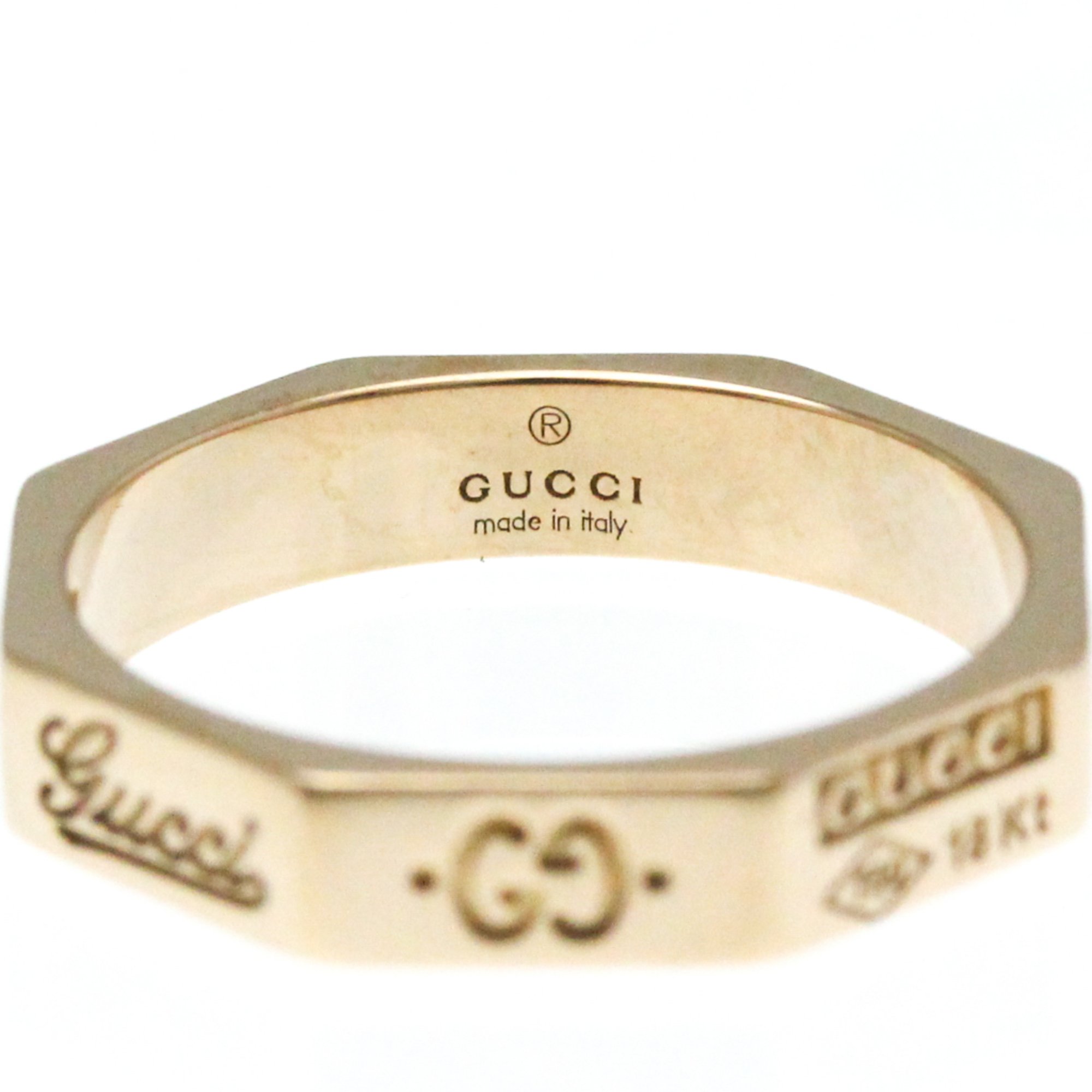 Gucci Octagonal Ring Pink Gold (18K) Fashion No Stone Band Ring Pink Gold