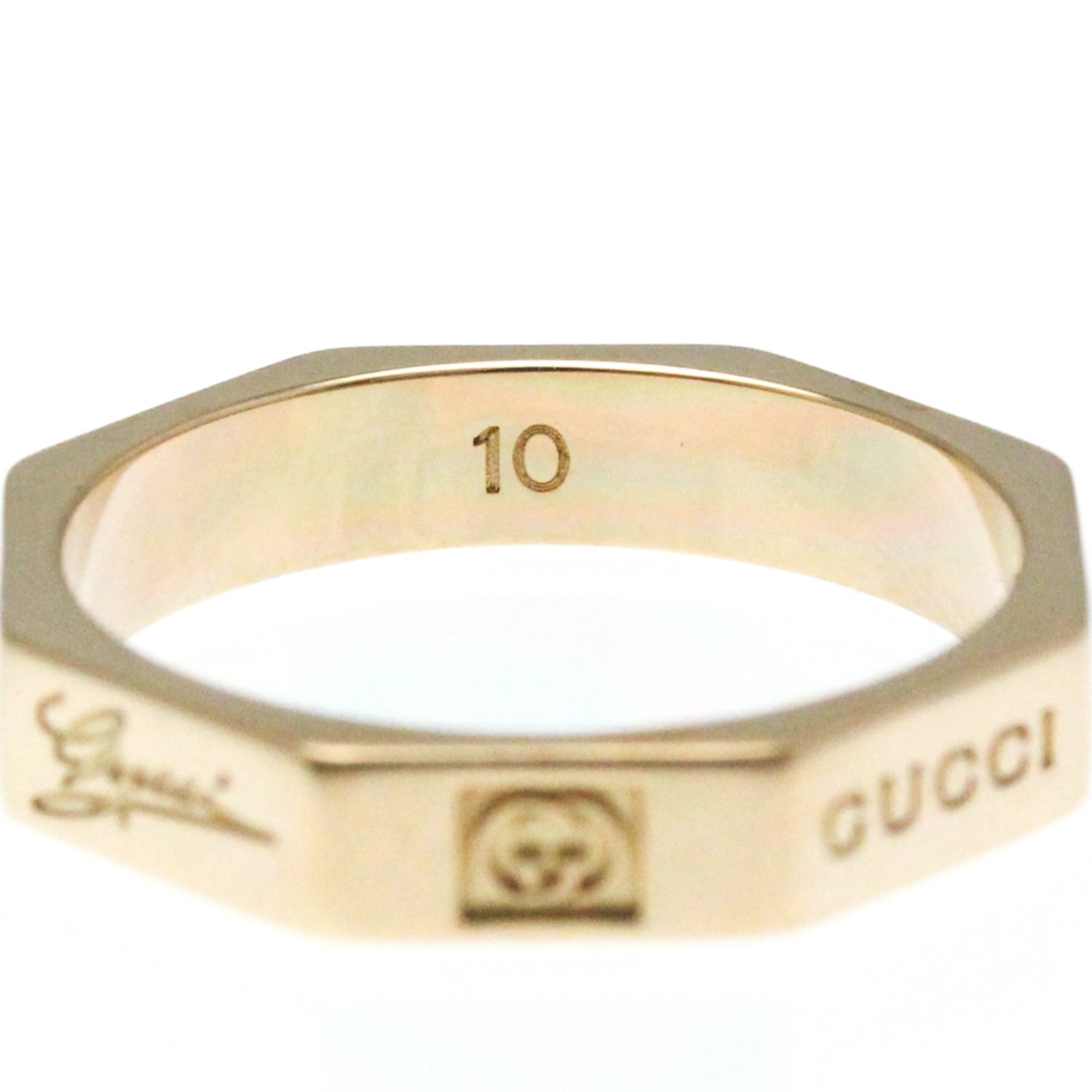 Gucci Octagonal Ring Pink Gold (18K) Fashion No Stone Band Ring Pink Gold