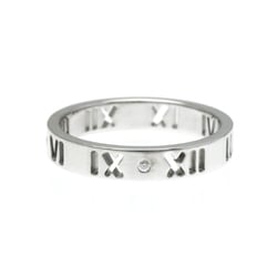 Tiffany Atlas Pierced Diamond Ring White Gold (18K) Fashion Diamond Band Ring Silver